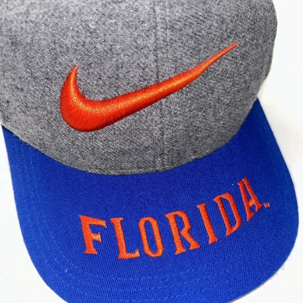VINTAGE Nike Florida‎ Gators Wool 90s Snap Back Gray Blue UF College Football